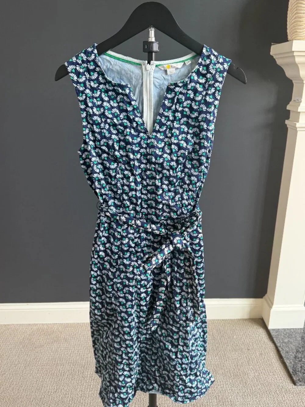 Boden Navy Daisy Ruched Jersey Dress US 6